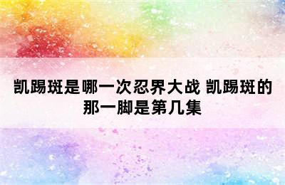 凯踢斑是哪一次忍界大战 凯踢斑的那一脚是第几集